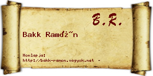 Bakk Ramón névjegykártya